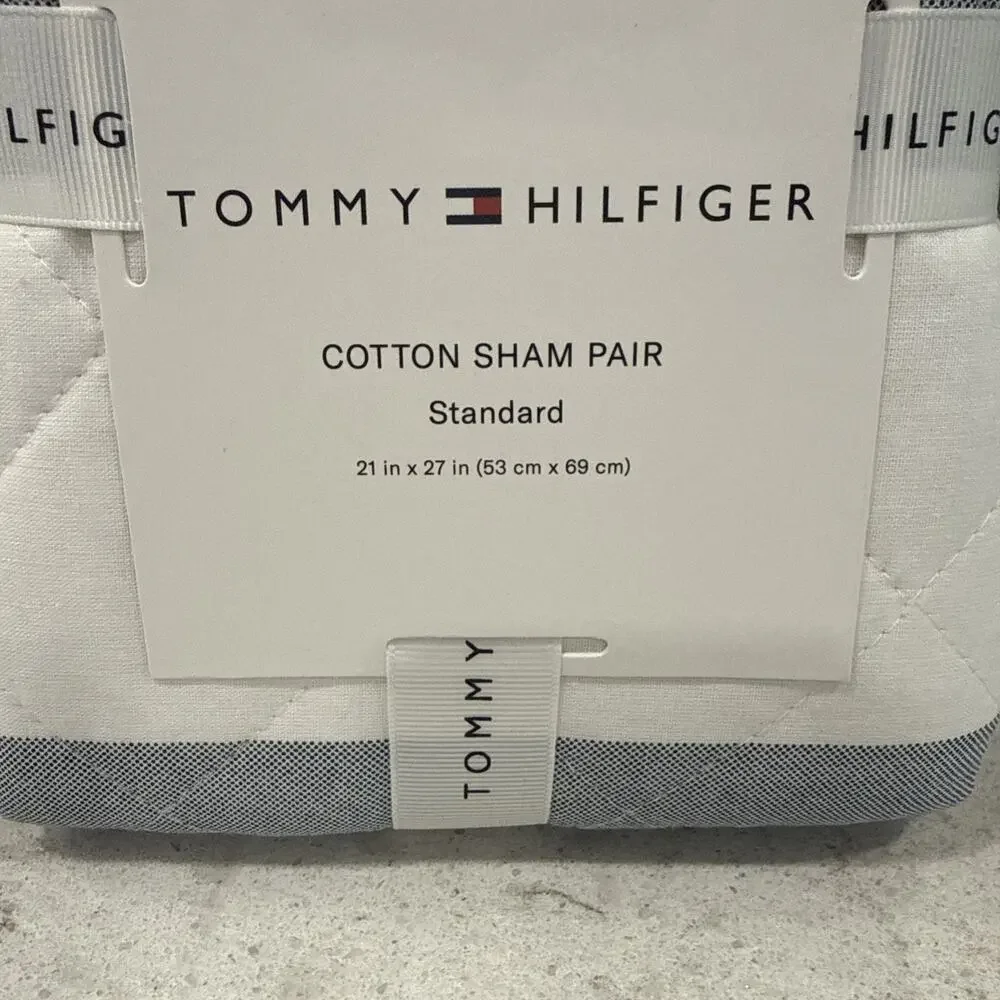 Sham Set 2 STANDARD Sz Tommy Hilfiger CAPRI STRIPE Blue White Shams Stripes NEW